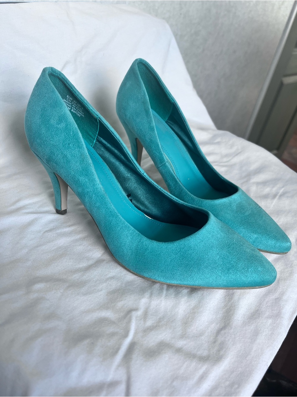 H&M Pointed-Toe Teal Suede Pumps Women's Heels Size 6